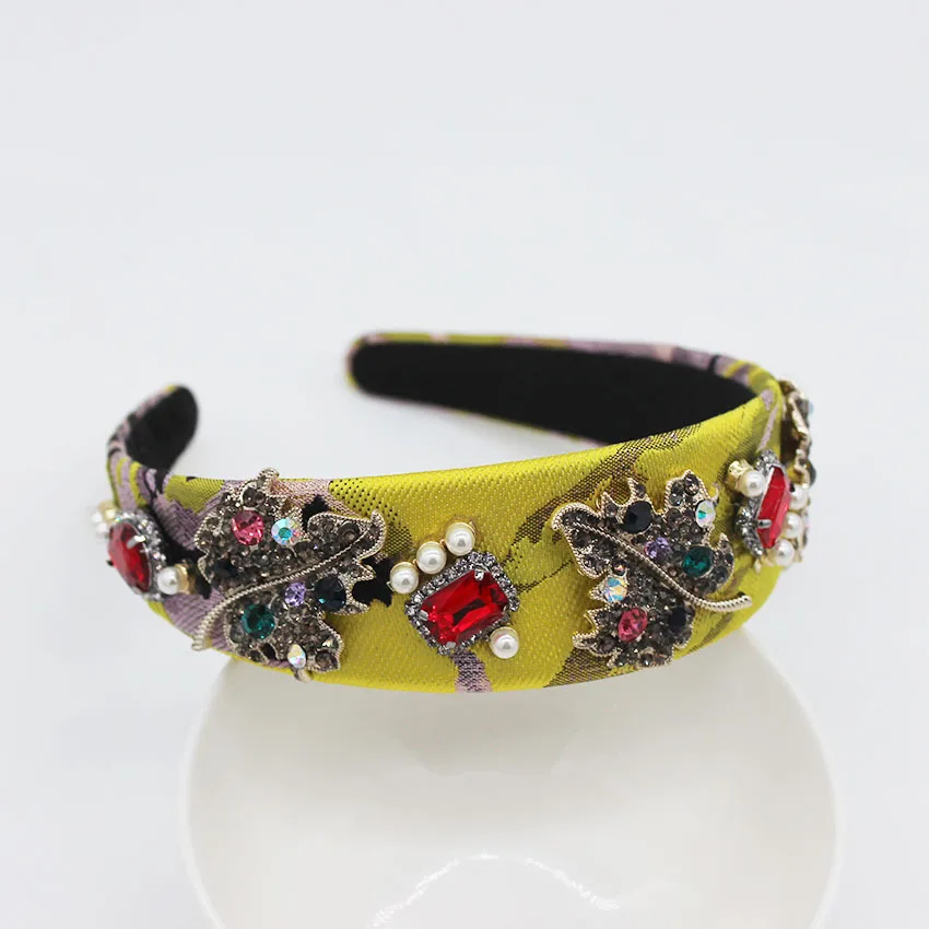 Rhinestone Hair Jewelry Flower Bee Wide Pink Headband Baroque Crystal Crown Tiara Bridal Headpiece Wedding Accessories Gift | Украшения и