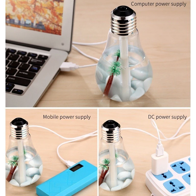 2 color 400ML Bulb Essential Oil Diffuser Ultrasonic LED USB Port Plant Tree Aroma Difusores Humidifier Usb | Бытовая техника
