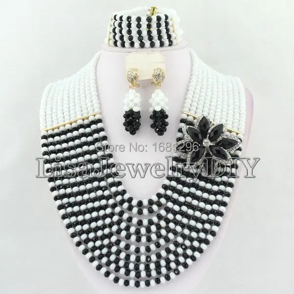 

Белый свадебный костюм в нигерийском стиле, Свадебный комплект с ожерельем, комплекты ювелирных изделий с африканскими бусинами, комплекты ювелирных изделий HD0198