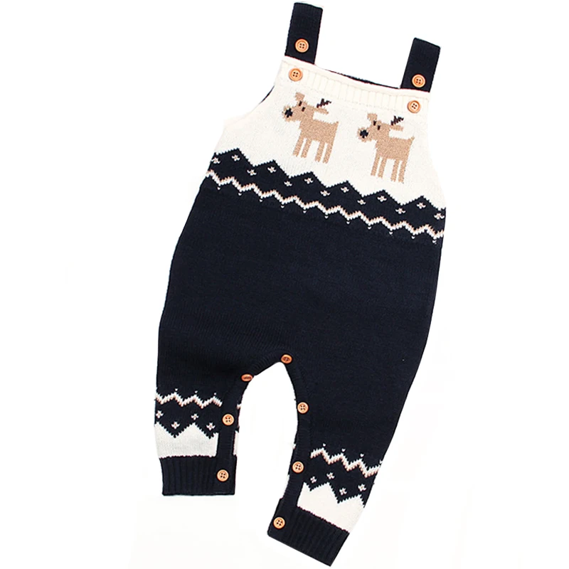 Christmas Newborn Baby Boy Clothes Fashion Long Sleeve Print Knitted Baby Rompers Baby Girl Clothes Kids Jumpsuit