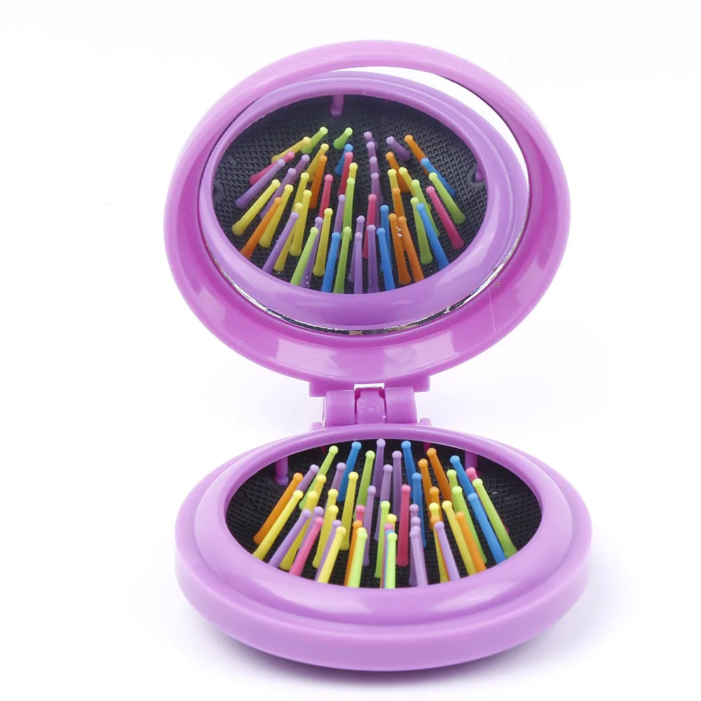 

1Pcs Girls Functional Mini Mirror Folding Comb Airbag Massage Round Hair brush