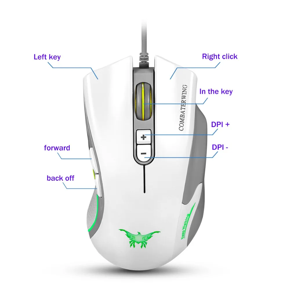 GOOYIYO - Professional Gaming Mouse Adjustable 4800 DPI Wired Mice 7 Button 6 LED Color Ergonomics PC Computer Gamer | Компьютеры и