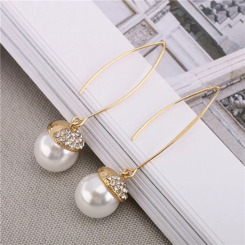 Korea design new imitation pearl ear hook gentle sweet temperament Dongdae long earrings | Украшения и аксессуары