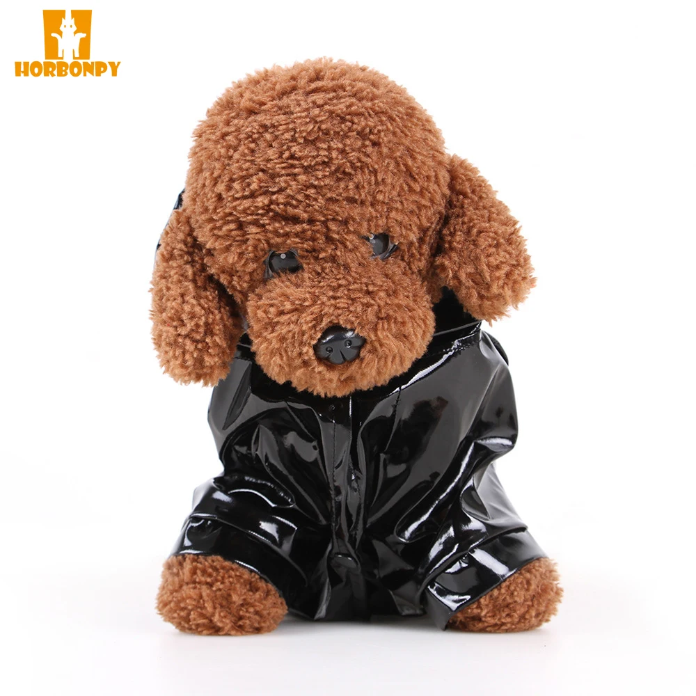 HORBONPY Dog outdoor spring and summer clothes PU reflective pet raincoats dog hooded Waterproof Jacatkets for Dogs Cats Apparel |