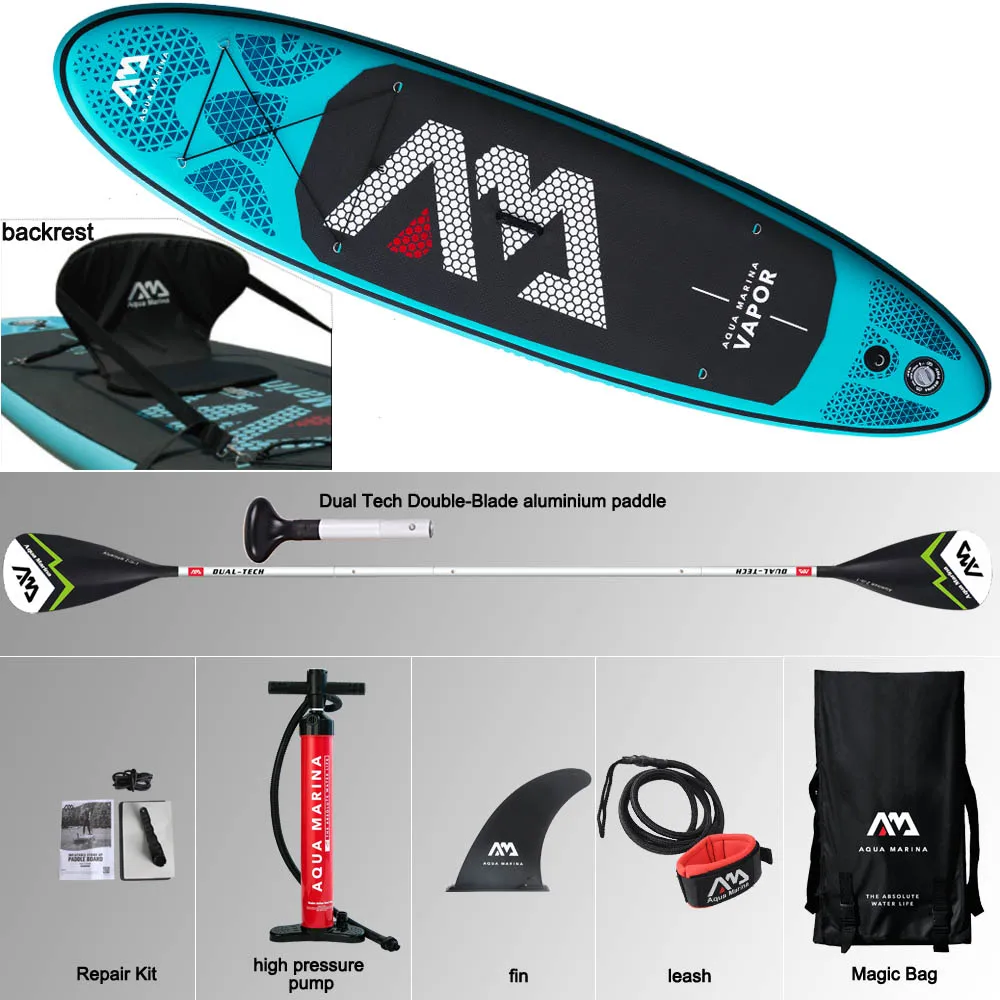 set D Доска для серфинга 300*76*12 см sup pad AQUA MARINA VAPOR надувная SUP stand up весло доска Рыбалка каяк надувной поводок сиденье - Цвет: set D