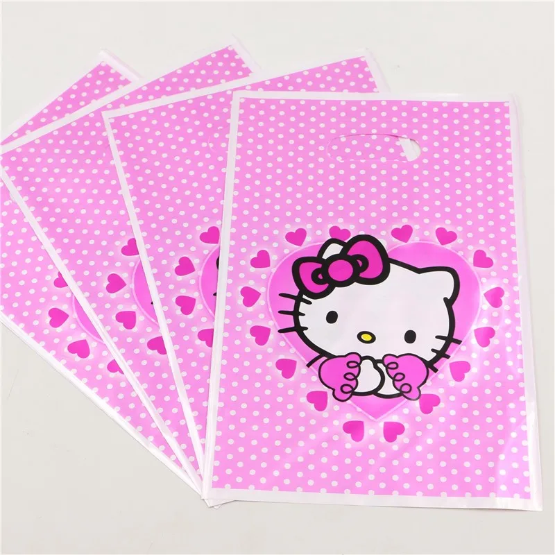 10pcs/lot Loot Bag Gift Cartoon Hello kitty theme Boy Girl Happy Birthday Party Decoration party supplies for Kids | Дом и сад