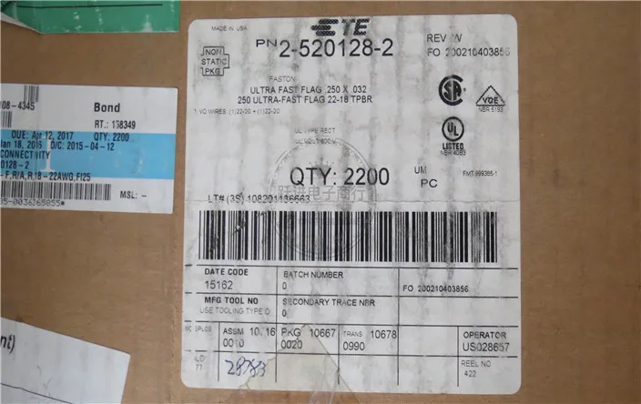 Оригинальный новый 100% 2 520128 Калибр 18 22AWG Штекерный и гнездовой разъем 6 3 мм