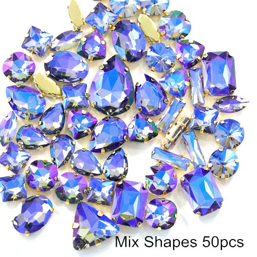 Mix Shape Size 50PCS 20 шт черный бриллиант AB формы смешивания размеры пришить стразы с коготь Flatback Стекло шитье стразами камни для Сделай Сам одежда B1152 - Цвет: Mix Shape Size 50PCS