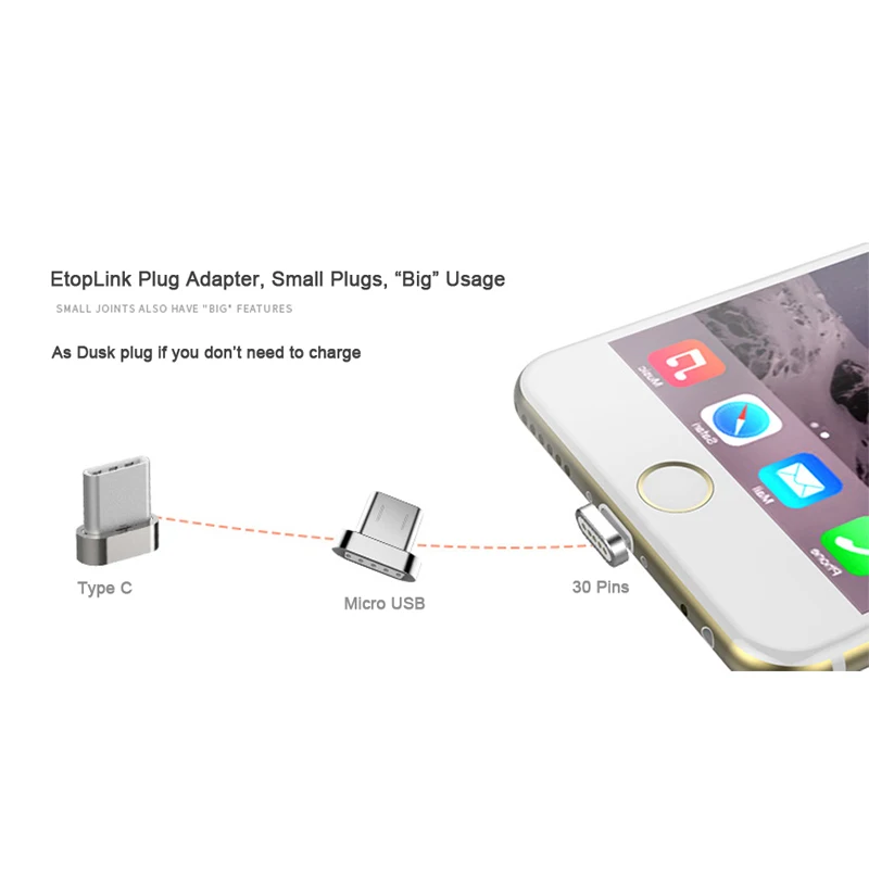 EtopLink портативная Магнитная Зарядка Micro USB двусторонний разъем зарядная станция