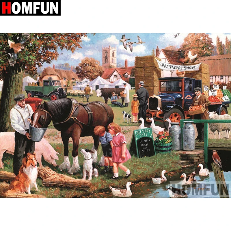 

HOMFUN 5D DIY Diamond Painting Full Square/Round Drill "Vacation scenery" 3D Embroidery Cross Stitch gift Home Decor A08220