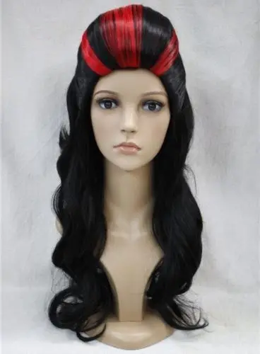 Специальные Элвис тип Черный с Красный Долго Косплей парик партия Помпадур