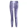 purple CHRLEISURE лосины для фитнеса с принтом, женские модные Полиэстеровые штаны длиной до щиколотки, змеиная кожа, пуш-ап, сохраняющие стройность, женские леггинсы - Цвет: purple