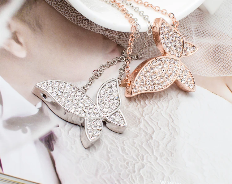 Fashion crystal jewelry Wholesale Gold Color Plated Necklace Butterfly pendant chain christmas gift 1392 | Украшения и аксессуары