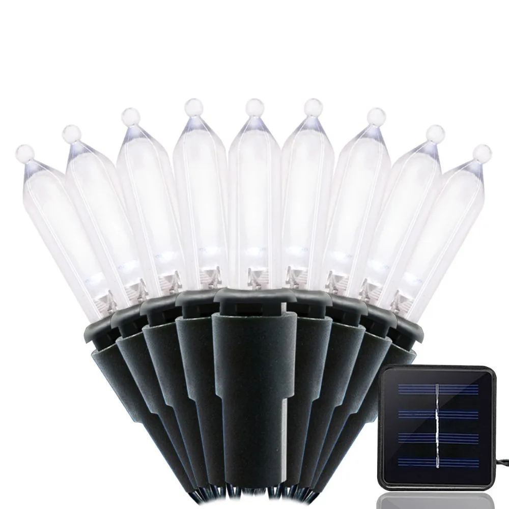 White M5 50/100LED солнечная гирлянда, прозрачная мини Фея, рождественское освещение, декор для наружного/внутреннего сада, патио, свадебные украшения - Испускаемый цвет: White