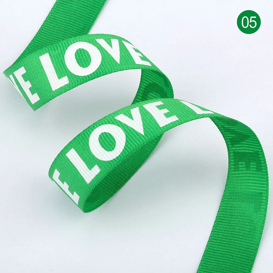 Green 20mm webbing 100 ярдов/партия 20 мм ширина ленты любовь печать ребристые лямки полиэстер ремешок для изготовления Собачий Ошейник Домашние животные сумка с тесьмой DIY 5 цветов - Цвет: Green 20mm webbing