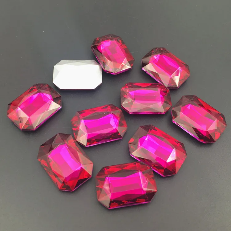 

Fuchsia Color Glass Crystal Rectangle Stone POINTED BACK Rhinestones 6x8, 8x10,10x14,13x18,18x25,18x27mm Diy clothing
