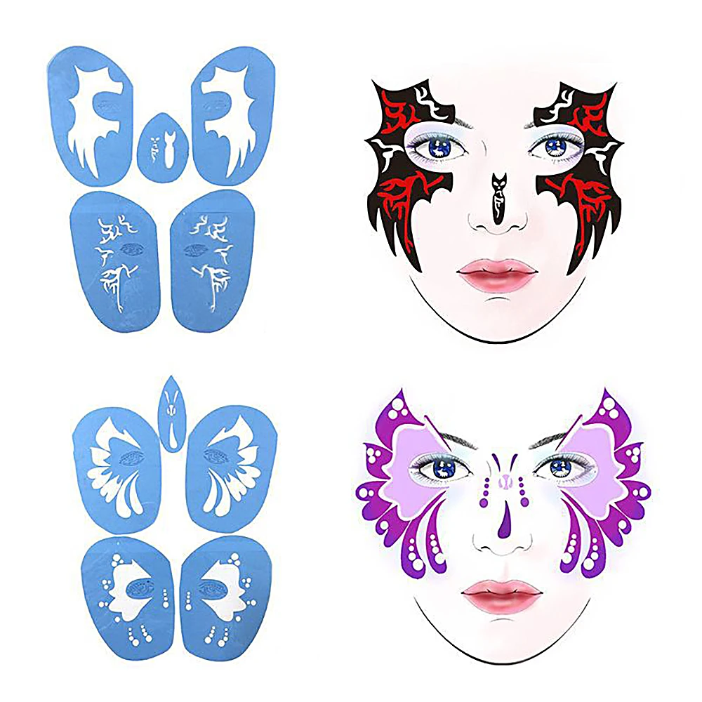6 комплектов многоразовые шаблоны для нанесения краски на лицо|template for airbrush|paint