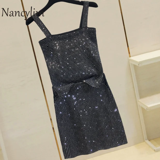 two piece black Летняя тонкая трикотажная майка на бретельках, женский костюм, новинка, Корейская рубашка на бретельках, горячая Распродажа, короткая трикотажная майка, топы, Nancylim - Цвет: two piece black