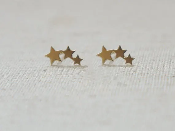 50 пар, серьги-гвоздики с тремя звездами