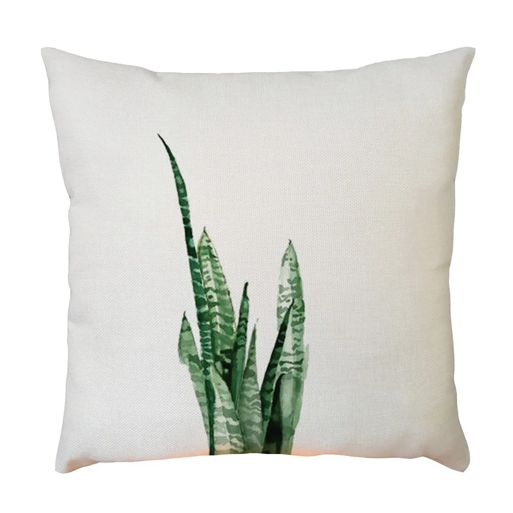 45cm*45cm Green Plant Cushion Cover Tropic Leaves Printing Linen Throw Pillow Case Home Decorative Simple For Sofa | Дом и сад