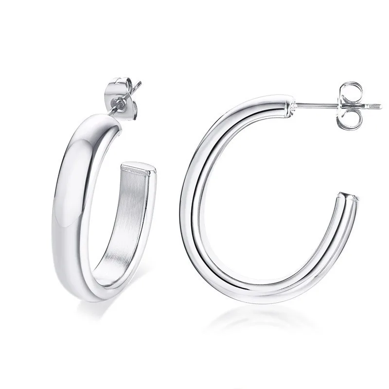 Silver Маленькие серьги-кольца, буквенный дизайн, ассортимент, серебро, золото, серьги для женщин, трубка, нержавеющая сталь серьги - Окраска металла: Silver