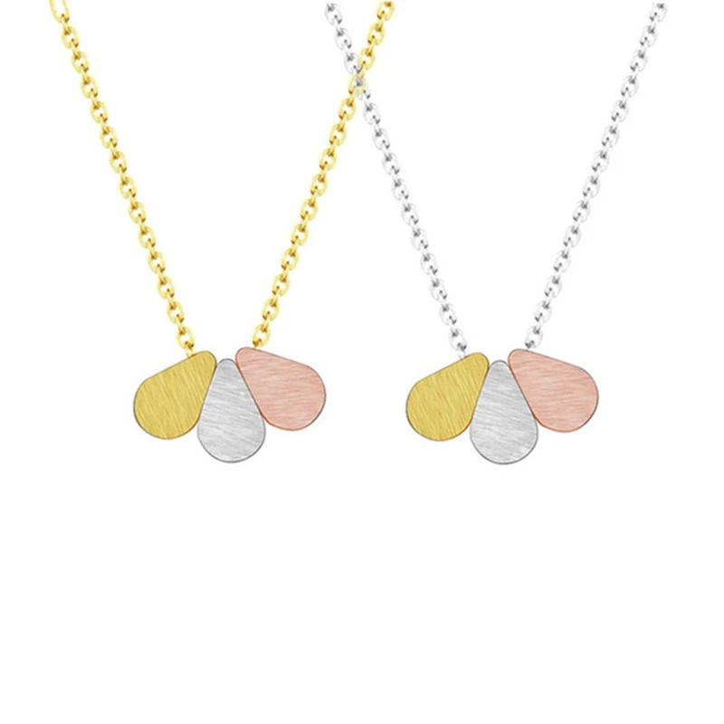 

Three Colors Mixed Waterdrop Pendant Necklaces Long Chain Fashion Stainless Steel Necklace Jewelry for Women Girls Couple Gift