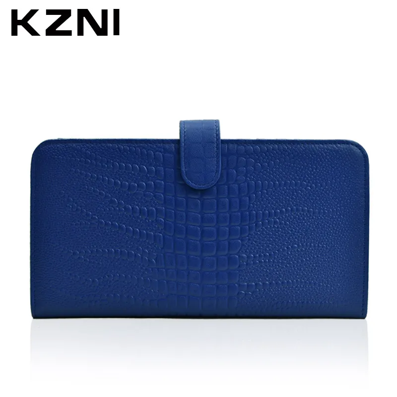 KZNI Crocodile Women Genuine Leather Embossed Wallet Card Holder Credit Purse Porta Carte Di Creditoporte 2116 | Багаж и сумки