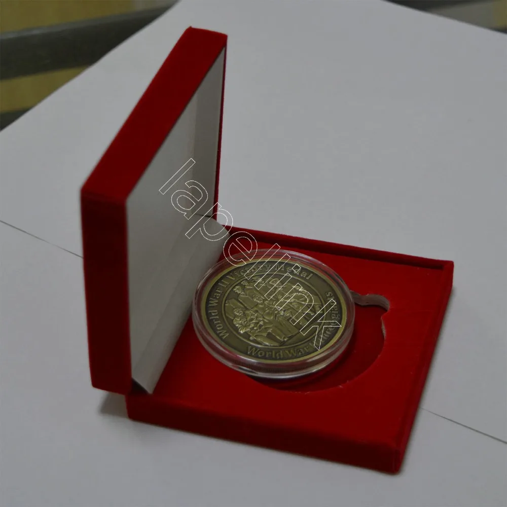 50 мм Античная бронзовая монета Купер Вторая мировая война памятная с красными