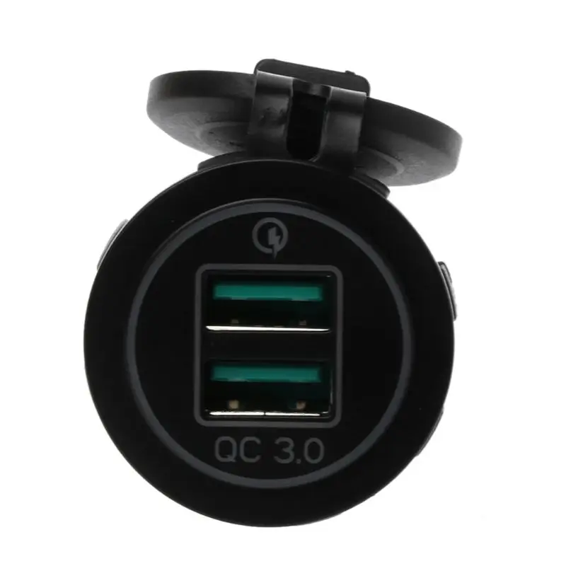 Двойной USB Quick Charge 3,0 светодиодный быстрое зарядное устройство для 12 V/24 V автомобиля лодки мотоцикла SUV автобуса грузовика морского