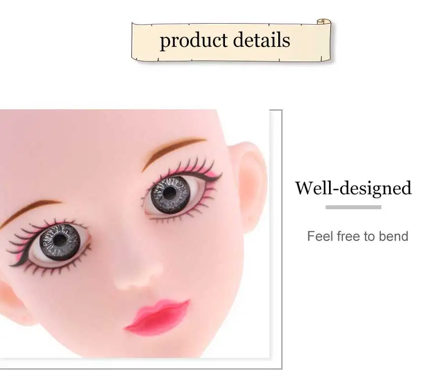 1 шт. 3D настоящие глаза пластиковая голова для макияжа 1/4 BJD DIY кукла аксессуары для тела без макияжа игрушка Косплей Кукла для девочек игрушки