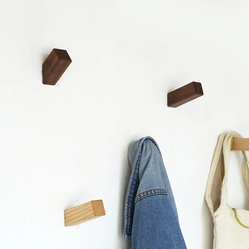 rectangle Solid wood wall creative hook wooden clothes of modern minimalist hanger | Дом и сад