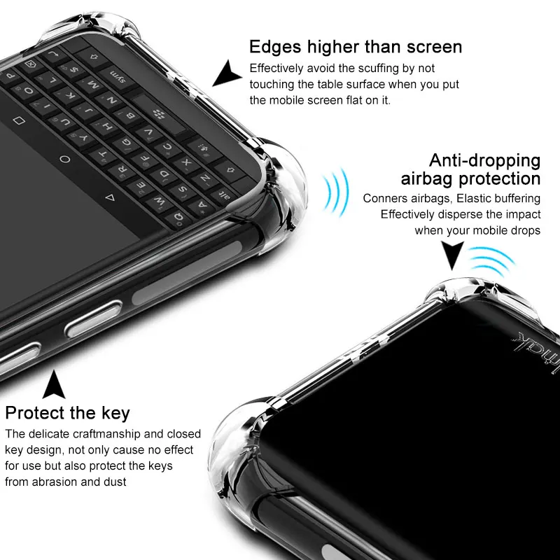 IMAK углы подушка безопасности ударопрочный чехол для BlackBerry KEY 2 Athena Мягкий ТПУ