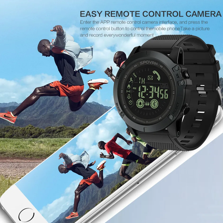Bluetooth Смарт-часы для мужчин фитнес-трекер калорий Удаленная камера шагомер gps
