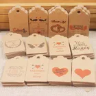 Подарочная этикетка с красным сердцем, 100tag + 100 string, спасибо за печеньеподелкиХлебобулочные Декоративные этикетки 5*3 см, свадебные этикетки с фестонами