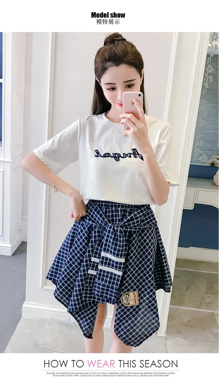 Женский костюм двойка SHTONGHUA футболка с буквенным принтом и асимметричная