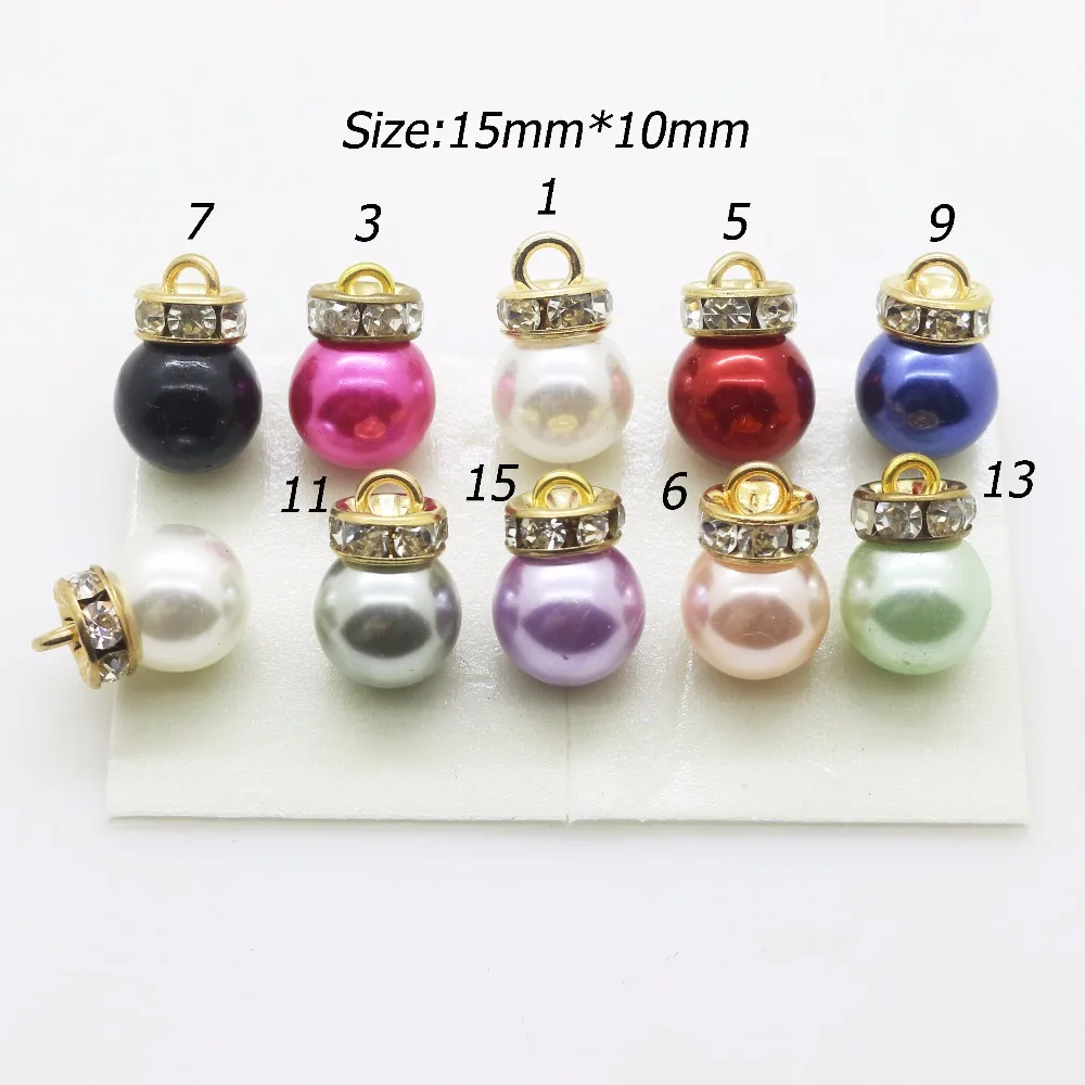 new 10pcs/set 8 color 15mm Pendant Pearl Buttons Zipper head Invitation Card Dexoration DIY Accessories bow girl hair ribbon