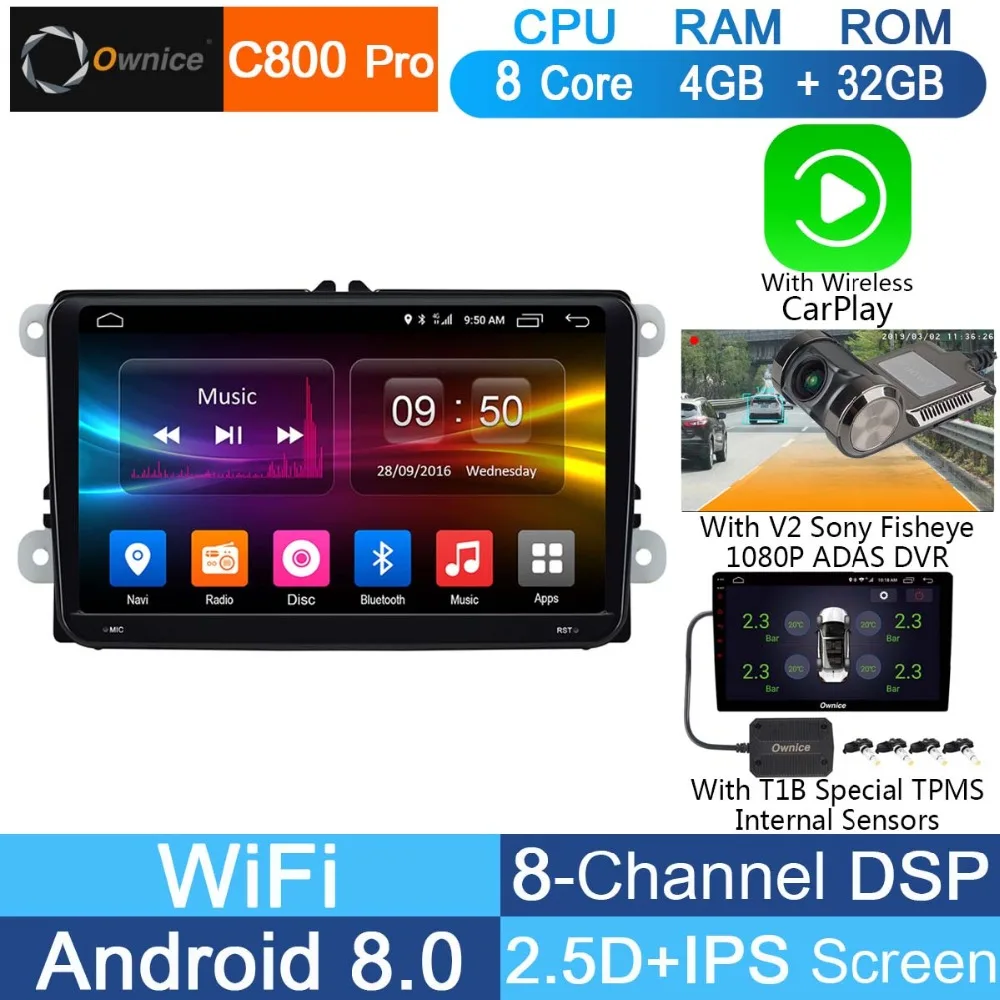 Автомобильный DVD проигрыватель плеер 9 дюймов IPS Android 8 0 ядер 4 Гб + 32 ГБ GPS для VW Passat B6