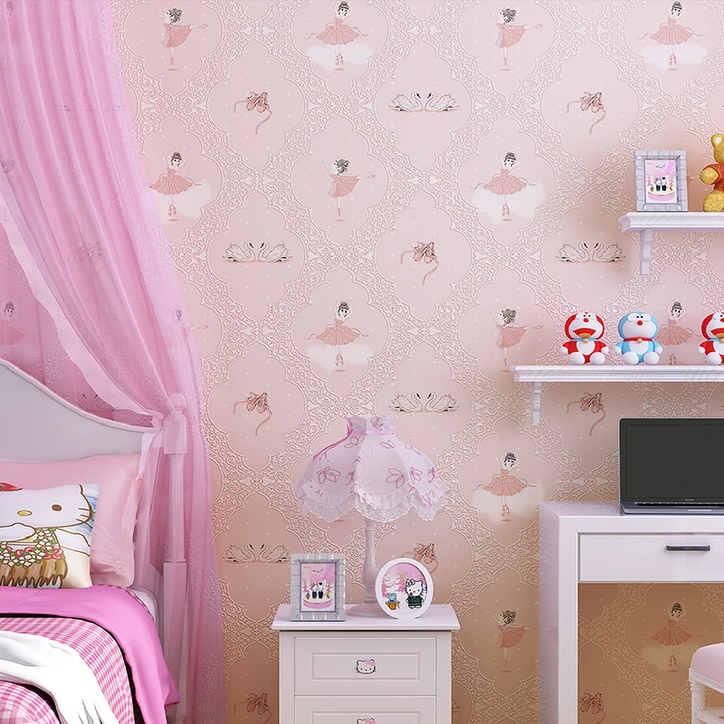 3D Self Adhesive Wallpapers Dancing Girls Wallcoverings Vintage decal for Kid Room Wallpaper &ampWall Paper papel de parede 5 Meter |