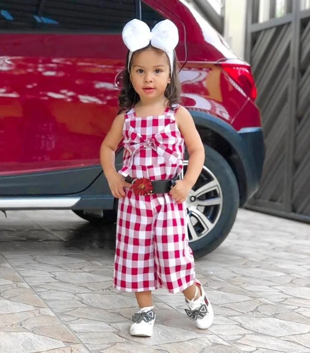 2019 г. летние красные ползунки в клеточку для маленьких девочек комбинезон