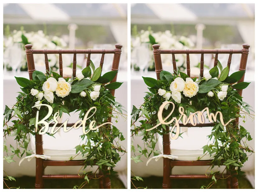 

Rustic Bride and Groom Wooden Sign for Wedding Chair Decoration Supplies , Wooden Letter for Garland Decoration