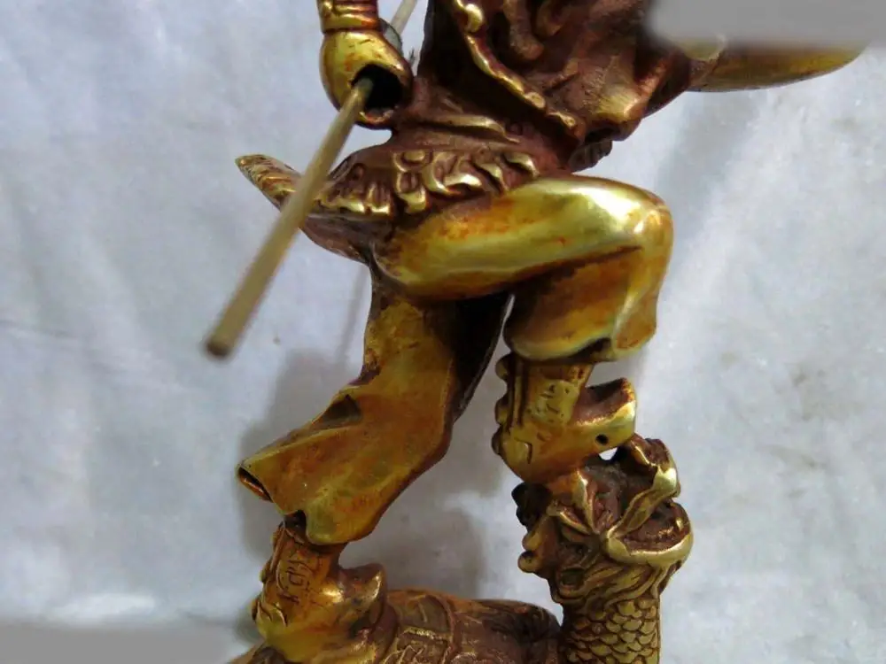 9&quot China brass carved beautiful sculpture Handsome Monkey King on turtle Statue | Дом и сад