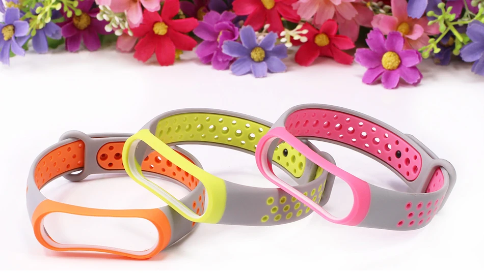 Ремешок BOORUI mi band 3, двойной цвет, дышащий силиконовый ремешок mi band 3, спортивный ремешок, сменный ремешок для xiaomi mi band 3