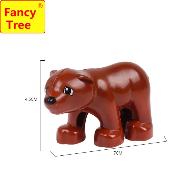 little brown bear Совместим с Duplo большой блок животное бегемот жираф слон Обезьяна коричневый медведь панда Тигр лошадь лиса белка игрушки - Цвет: little brown bear