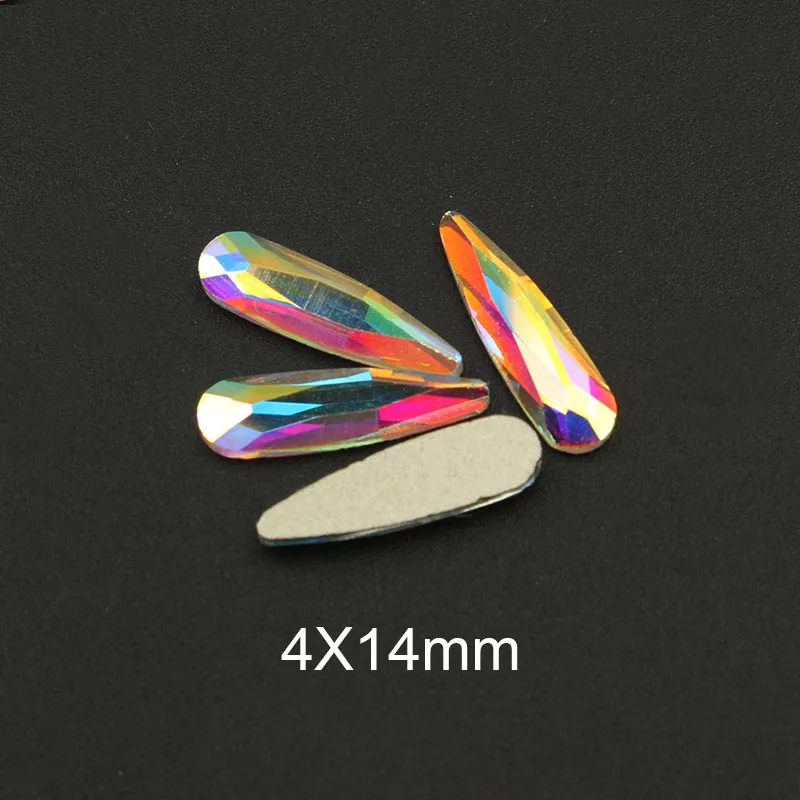 Drop 4x14mm Мода Кристалл AB 30/100 шт./лот 3D дизайн ногтей длинная водяная капля необычной формы красочные стеклянные камни для 3D художественное оформление ногтей - Цвет: Drop 4x14mm
