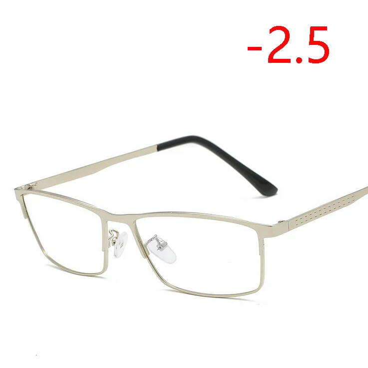 Myopia 250 1,56 асферические линзы, полная оправа, бизнес очки по рецепту, мужские Модные металлические квадратные очки для близорукости с градусом 0-0,25-0,5 до-4,0 - Цвет оправы: Myopia 250