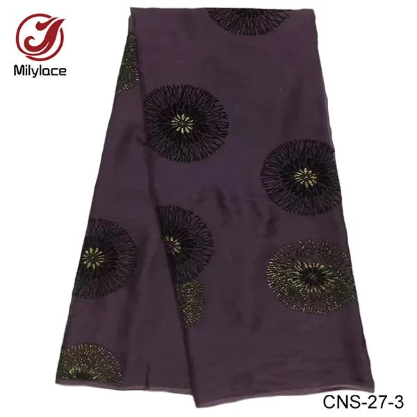 Milylace красивый Флора натуральный шелк шифон кружевной ткани 5 ярдов с