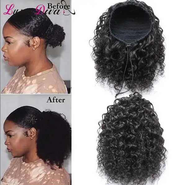 LD натуральные черные волосы Remy 1 шт. зажим в хвостиках шнурок 100% продукты