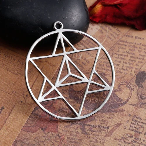 DoreenBeads Медный Серебряный тон Золотой Круглый Merkaba медитация Подвески полые DIY компоненты 39 мм(1 4/") x 36 мм(1 3/8"), 1 шт - Окраска металла: Silver