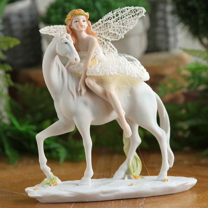 

European garden decor decoration resin doll exquisite gift beautiful dream 7 Fairy riding Robe poppy flower