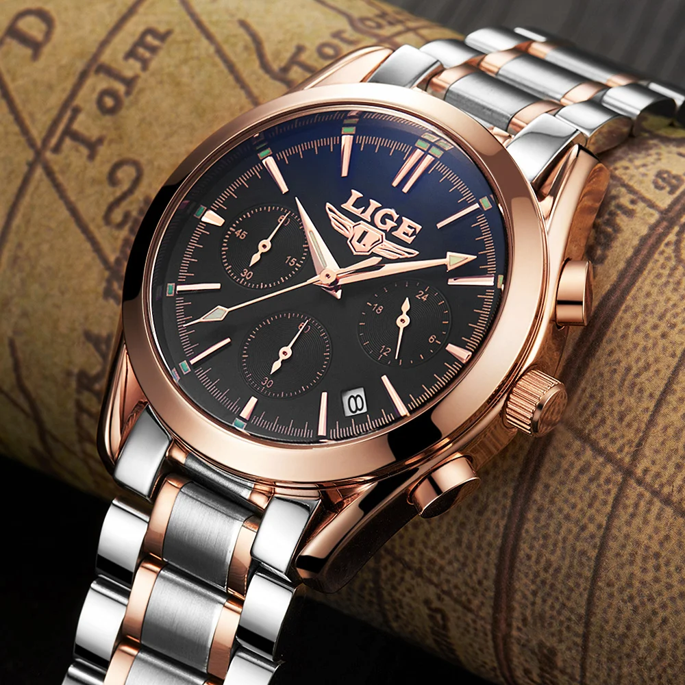 Reloj Hombre 2017 LIGE модные хронограф спортивные мужские часы лучший бренд класса люкс